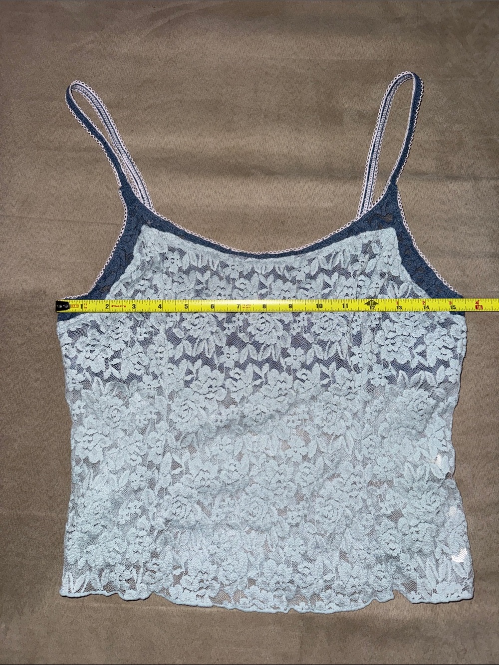 FREE PEOPLE All Day Lace Cami / Pearl Blue Size Large NEW - Picture 5 of 6